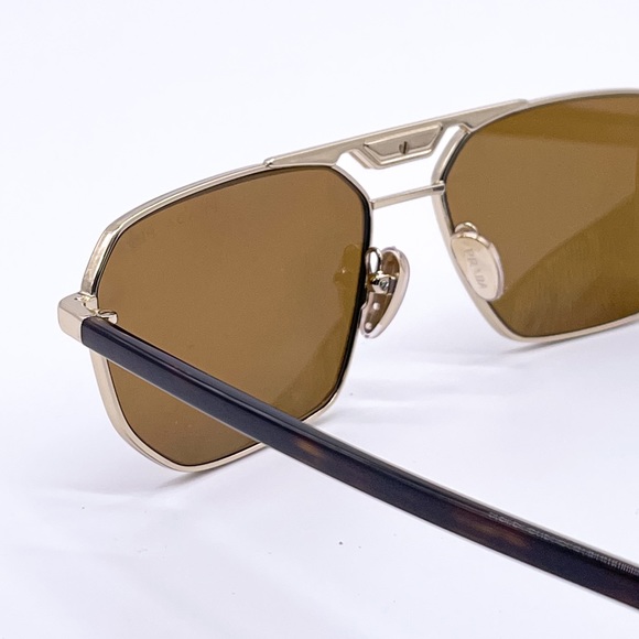 NEW PR58YS ZVN5Y1 POLARIZED PRADA SUNGLASSES SPR 58Y GOLD BROWN EYEWEAR PR 58YS - Picture 6 of 11